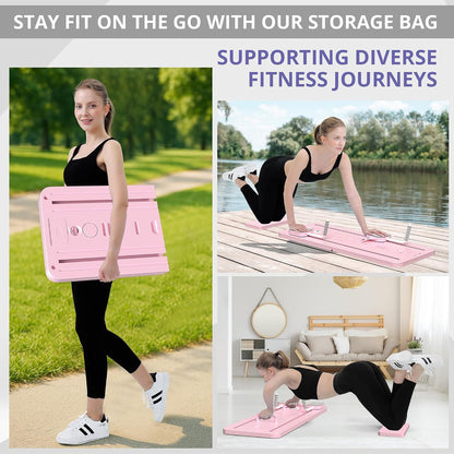 Portable Pilates board with storage bag for outdoor workouts