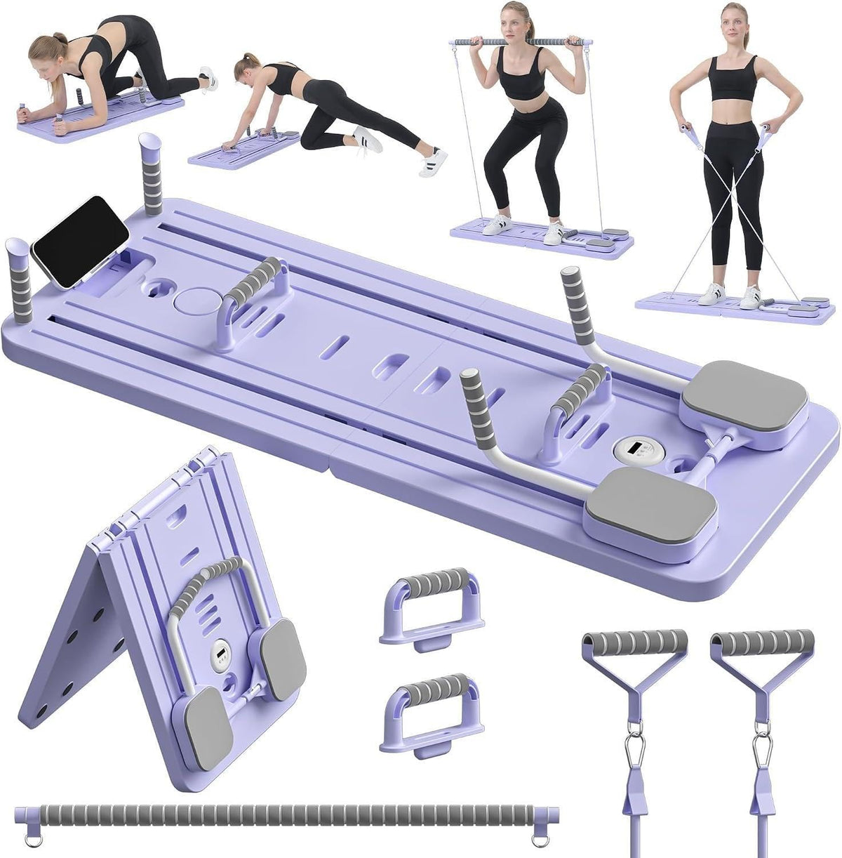 Raddzy Pilates reformer board Lilac Purple with attachments