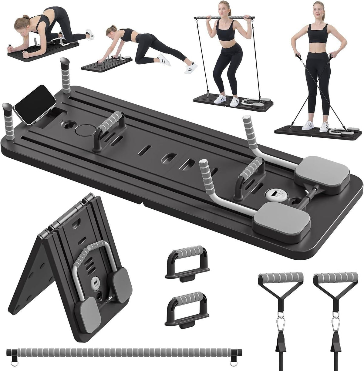 Raddzy Pilates reformer board Jet Black with attachments