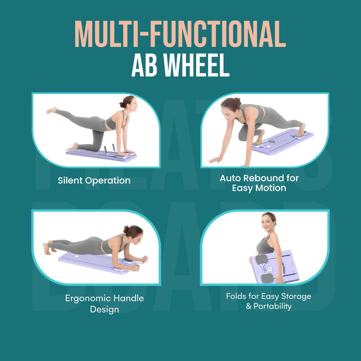 Raddzy Pilates Board Sets I Multifunctional Abdominal Pilates Board for Home Workout Equipment I Foldable Pilates Board (Lavender)