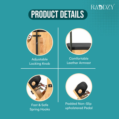 Raddzy Pilates Maple Wood Wunda Chair - with Wooden Handles, Dual Spring Resistance, Ideal for Strength Training, Toning | Compact Fitness Chair for Home Gym, Professional Studio Workouts