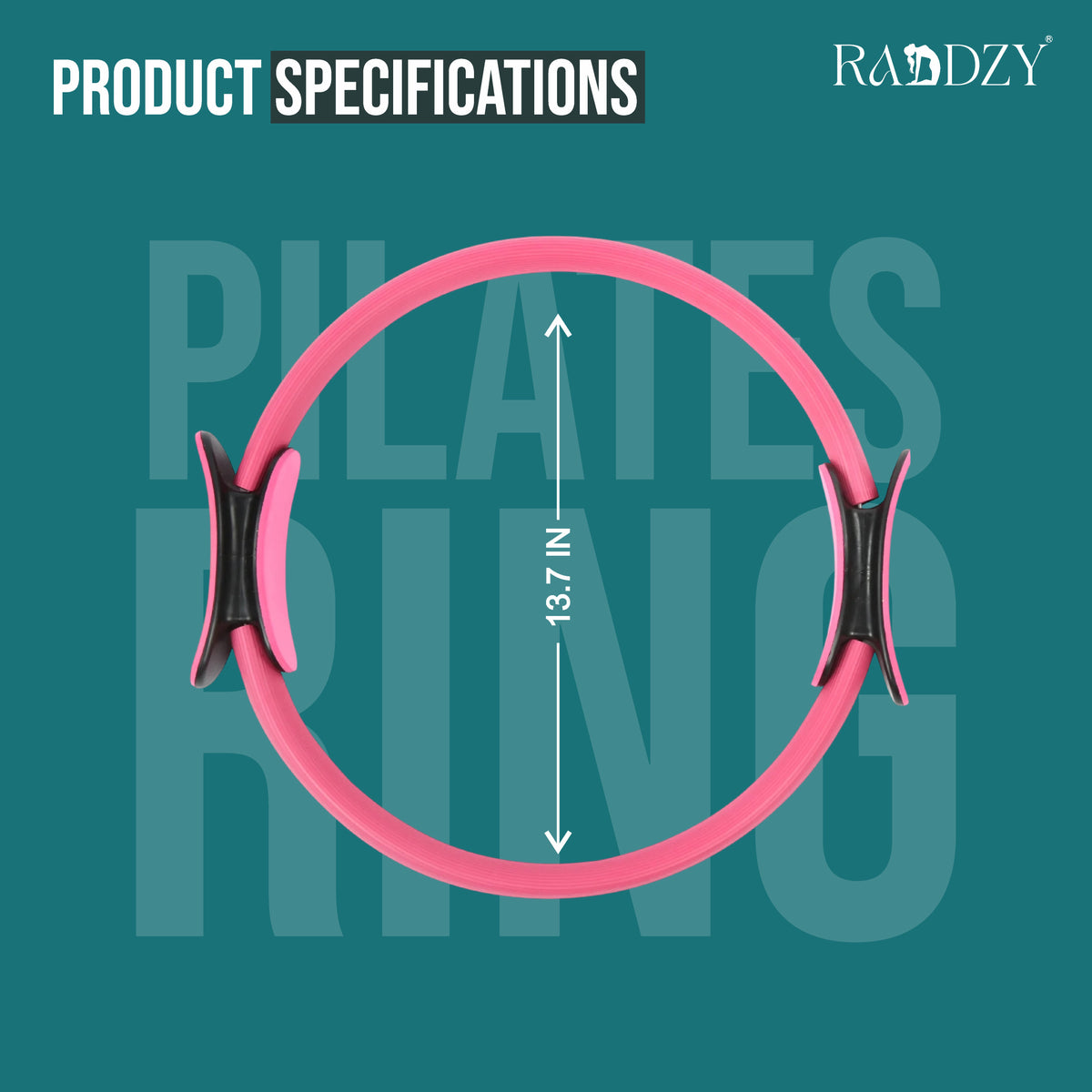 RADDZY Yoga Circle Exercise Pilates Ring – Full Body Toning & Fitness for Stretching, Relaxation & Strength Training (Pink)
