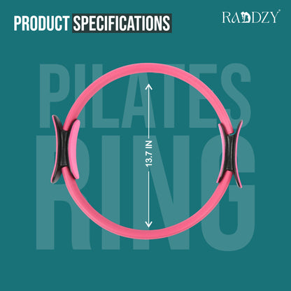 RADDZY Yoga Circle Exercise Pilates Ring – Full Body Toning & Fitness for Stretching, Relaxation & Strength Training (Pink)