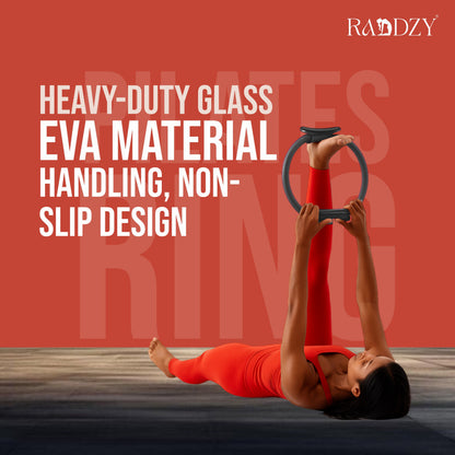 RADDZY Yoga Circle Exercise Pilates Ring – Full Body Toning & Fitness for Stretching, Relaxation & Strength Training (Grey)