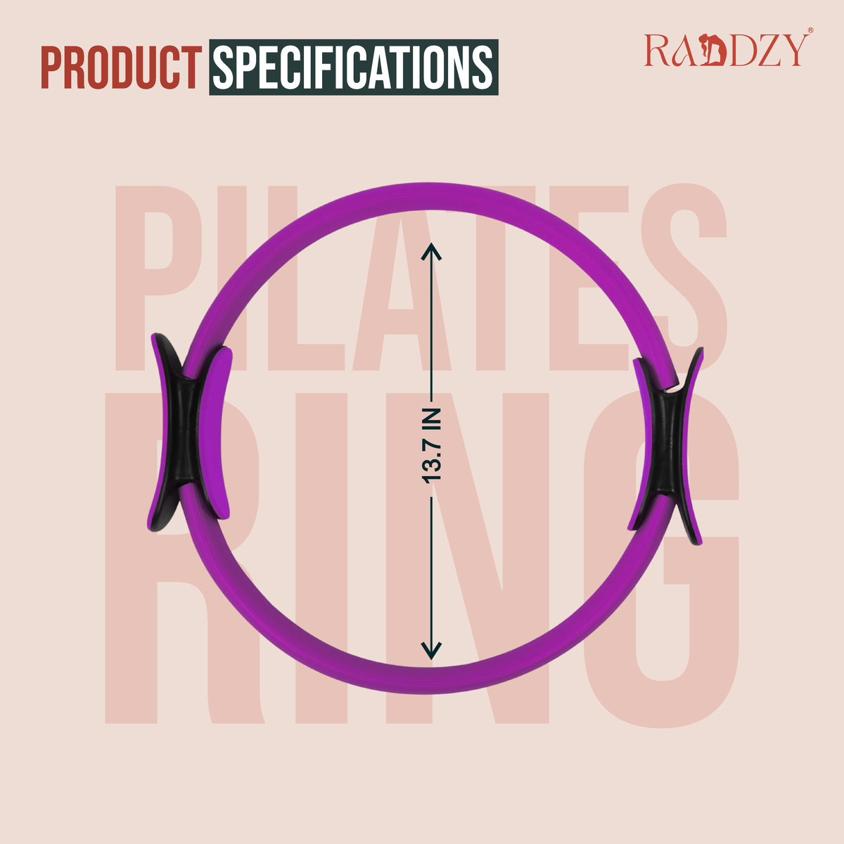 RADDZY Yoga Circle Exercise Pilates Ring – Full Body Toning & Fitness for Stretching, Relaxation & Strength Training (Purple)