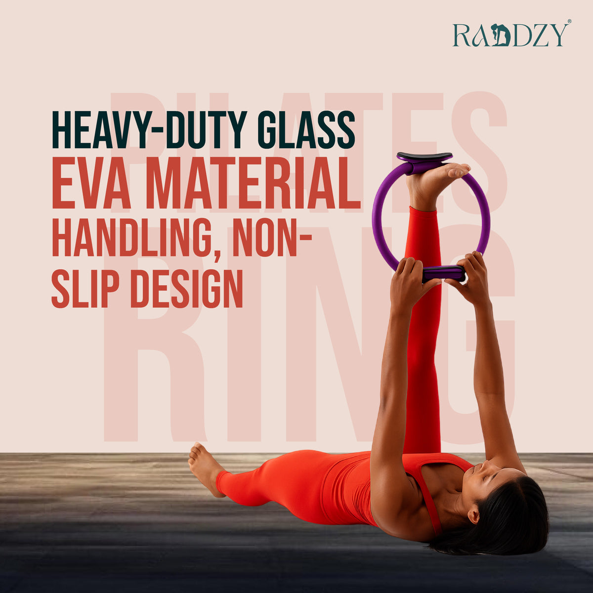 RADDZY Yoga Circle Exercise Pilates Ring – Full Body Toning & Fitness for Stretching, Relaxation & Strength Training (Purple)