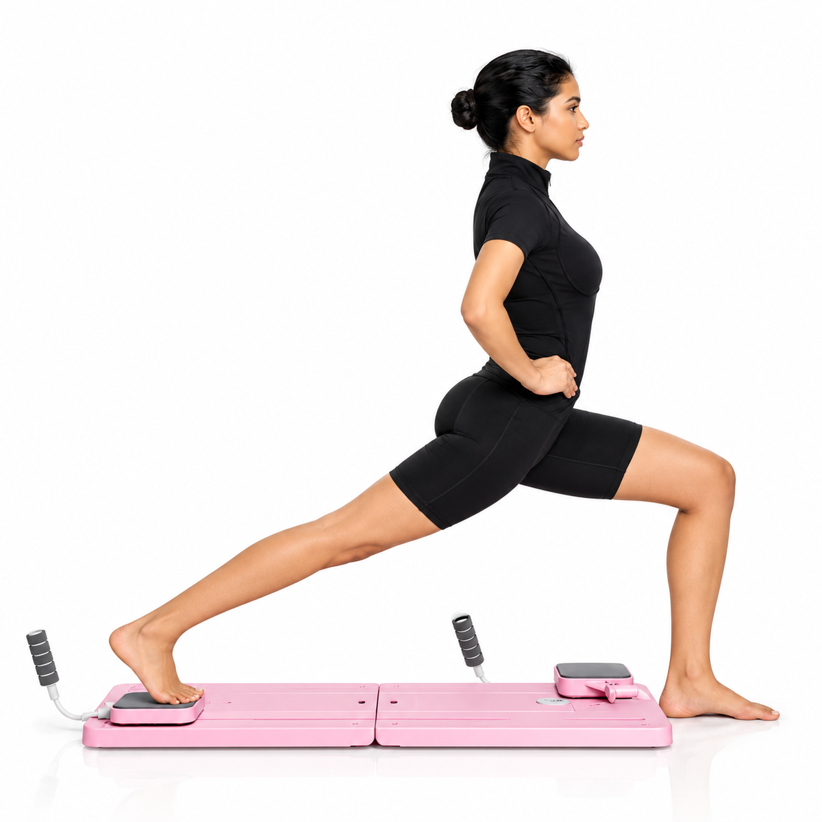Raddzy foldable Pilates reformer board pink - lunge exercise
